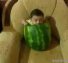 Cute baby eats a melon